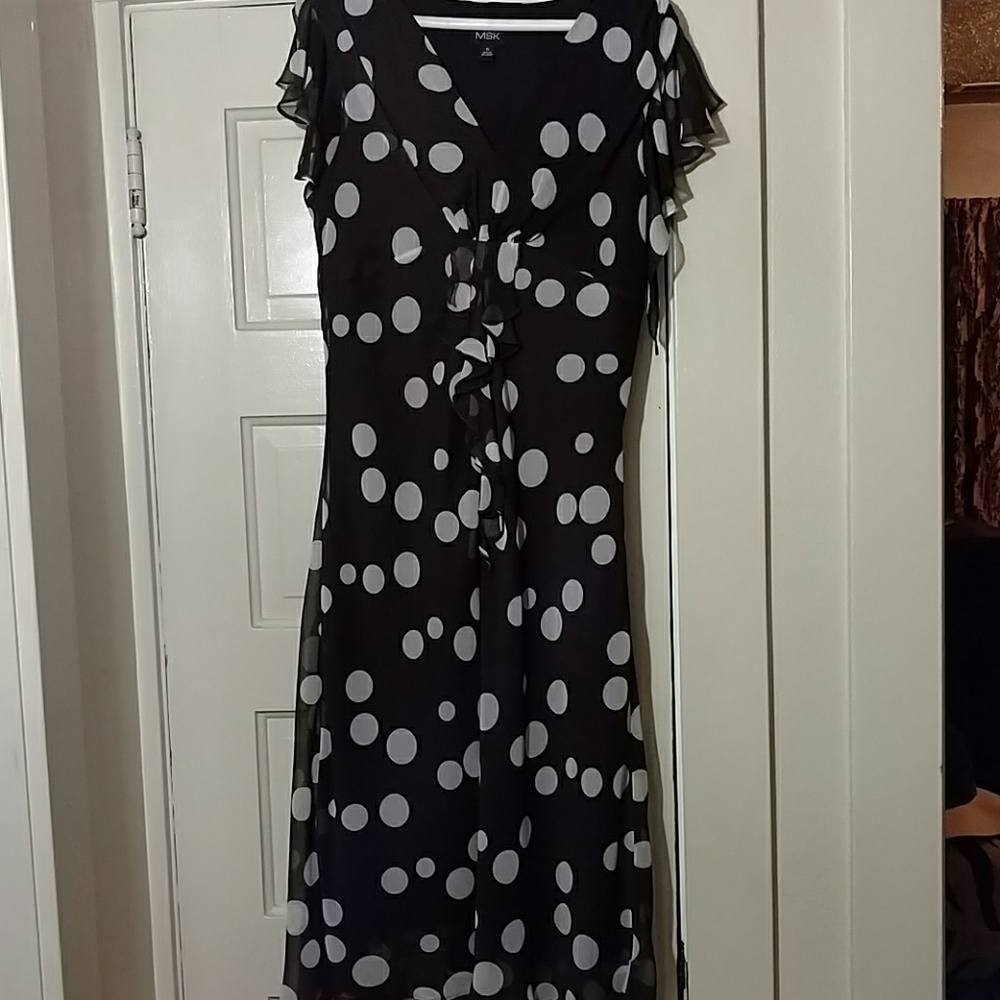 Brown and White Dress